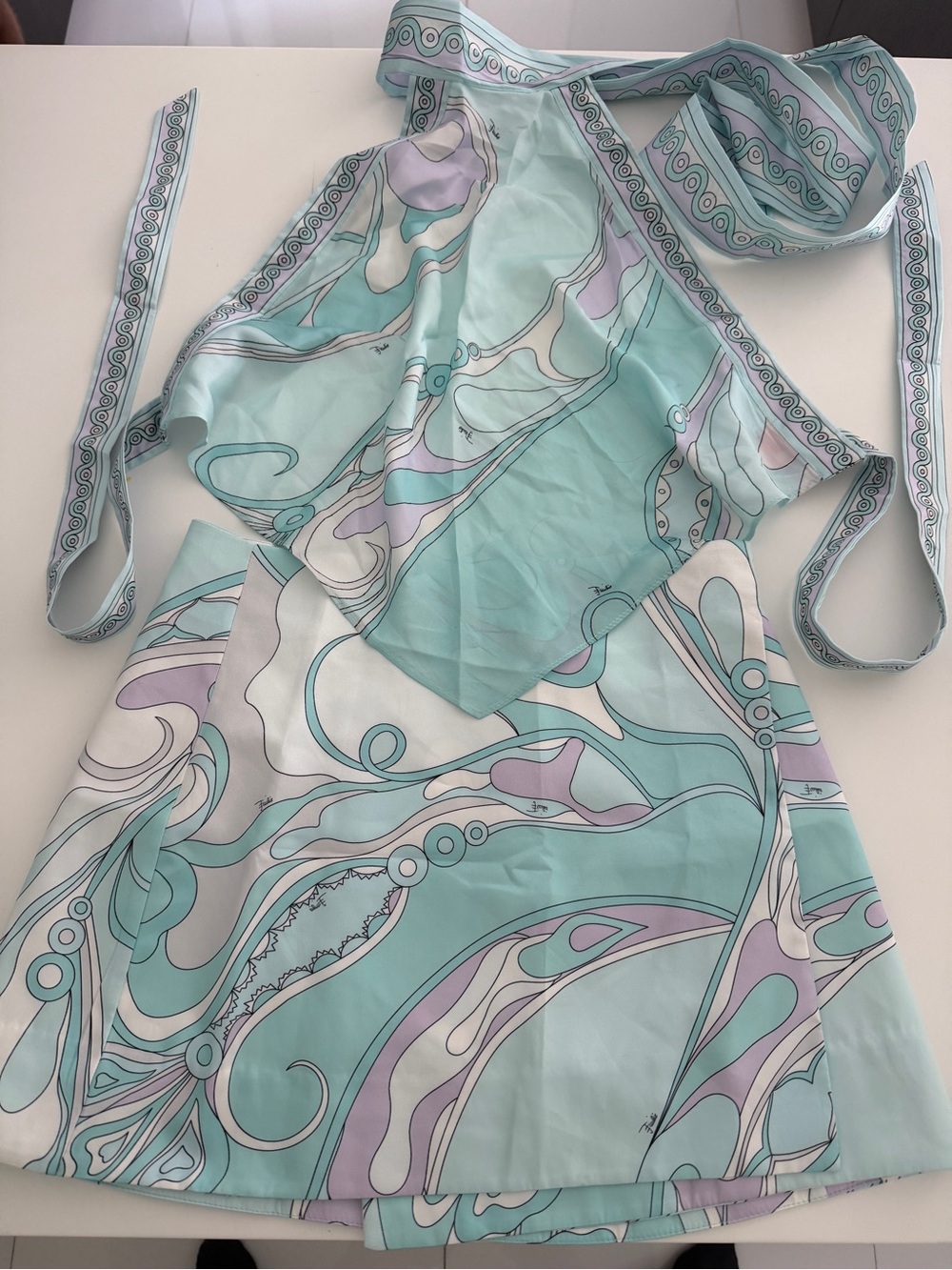 Pucci Pastel Aqua & Lilac Printed Casual Set top skirt